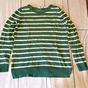 Old Navy green and white striped crew neck sweater